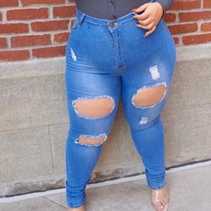 Ladies distressed jeans